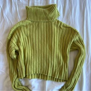 Cropped Lime Turtleneck